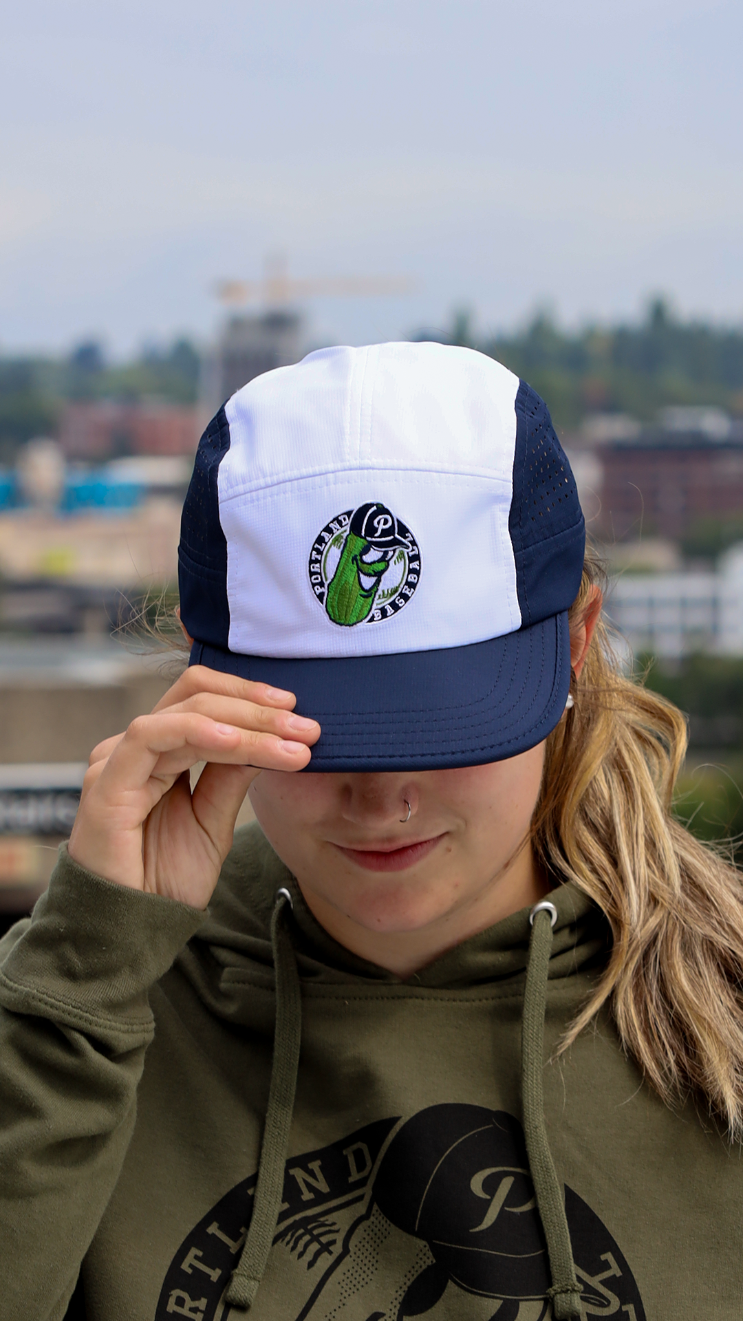 Official League Pickles Badge 5 Panel Hat - Portland Pickles Baseball