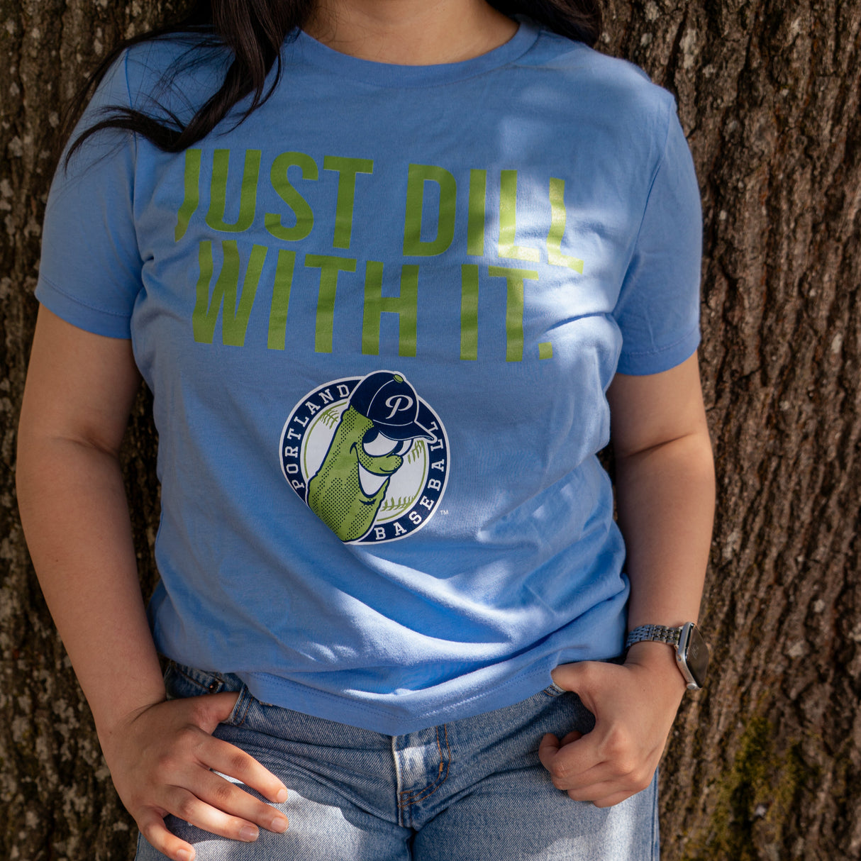 Official League x Portland Pickles Just Dill With It Women's Blue T-shirt