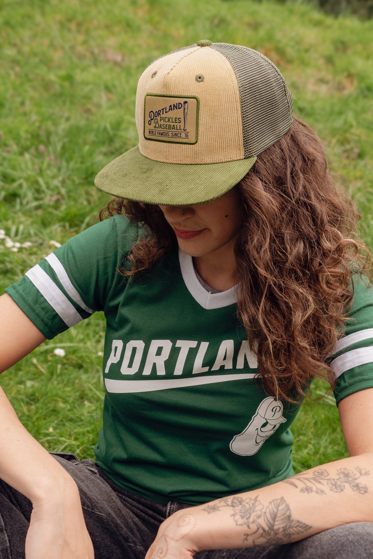 Official League x Portland Pickles Two-Tone Vintage Badge Corduroy Trucker Hat