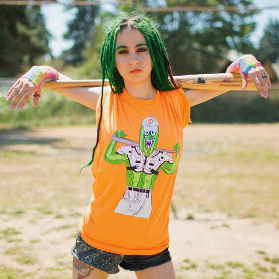 2025 Portland Pickles Artist Series T-Shirt Neon Black Tiger