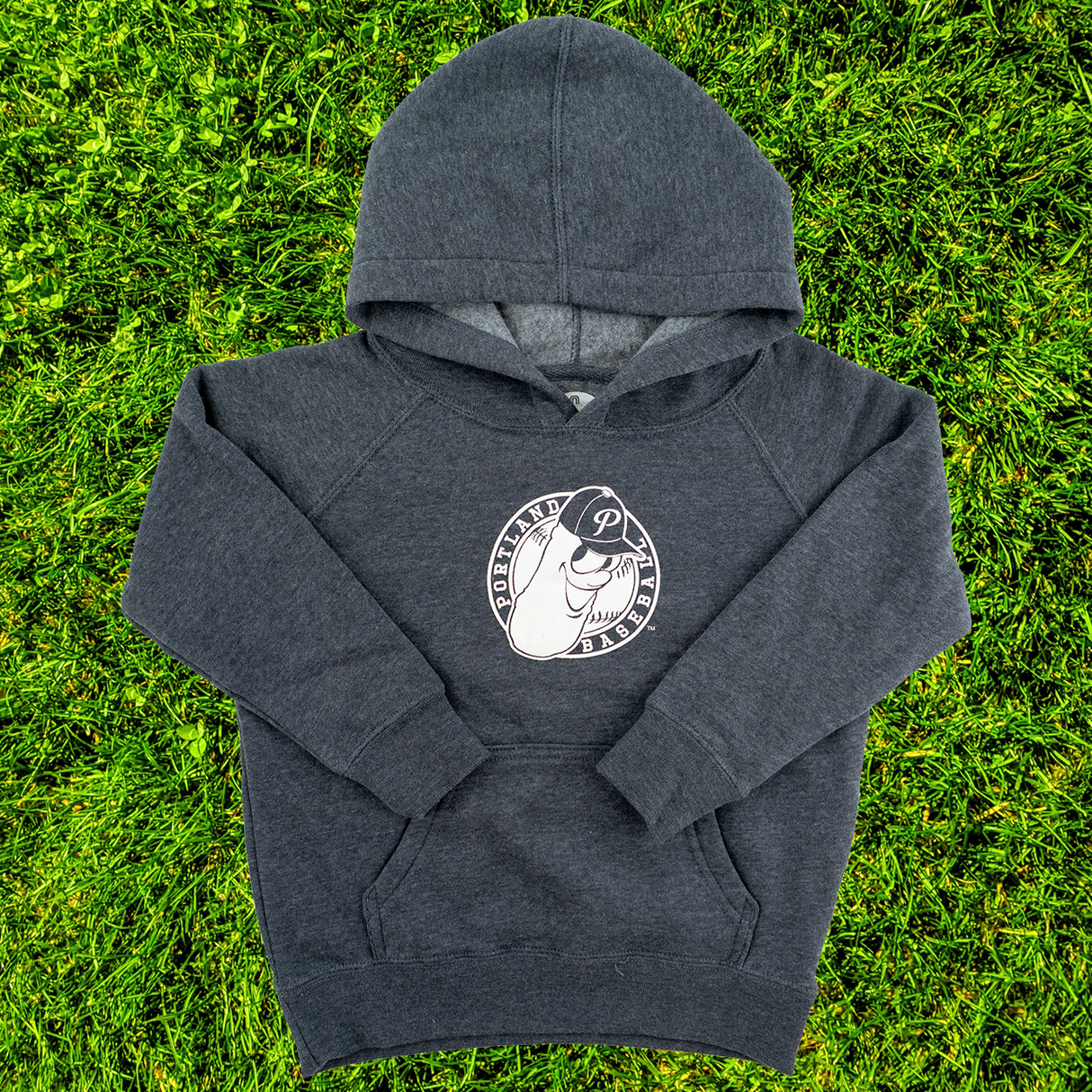 Pickles Badge Raglan Toddler Hoodie Dark Gray