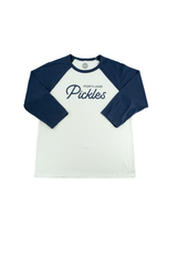 Official League x Portland Pickles Script  3/4 Sleeve - White/Navy