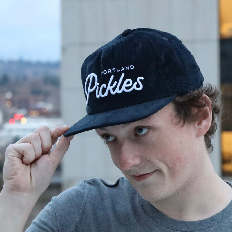 Official League x Pickles Script Corduroy Hat Navy - Portland Pickles Baseball