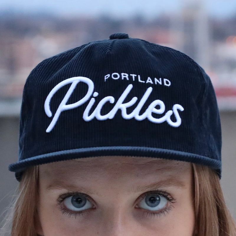 Official League x Pickles Script Corduroy Hat Navy - Portland Pickles Baseball