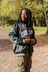 Official League x Portland Pickles Forest Green Satin Bomber Jacket
