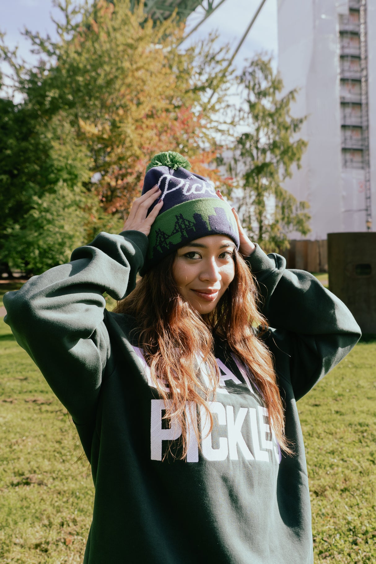 Official League x Portland Pickles Cityscape PomPom Beanie