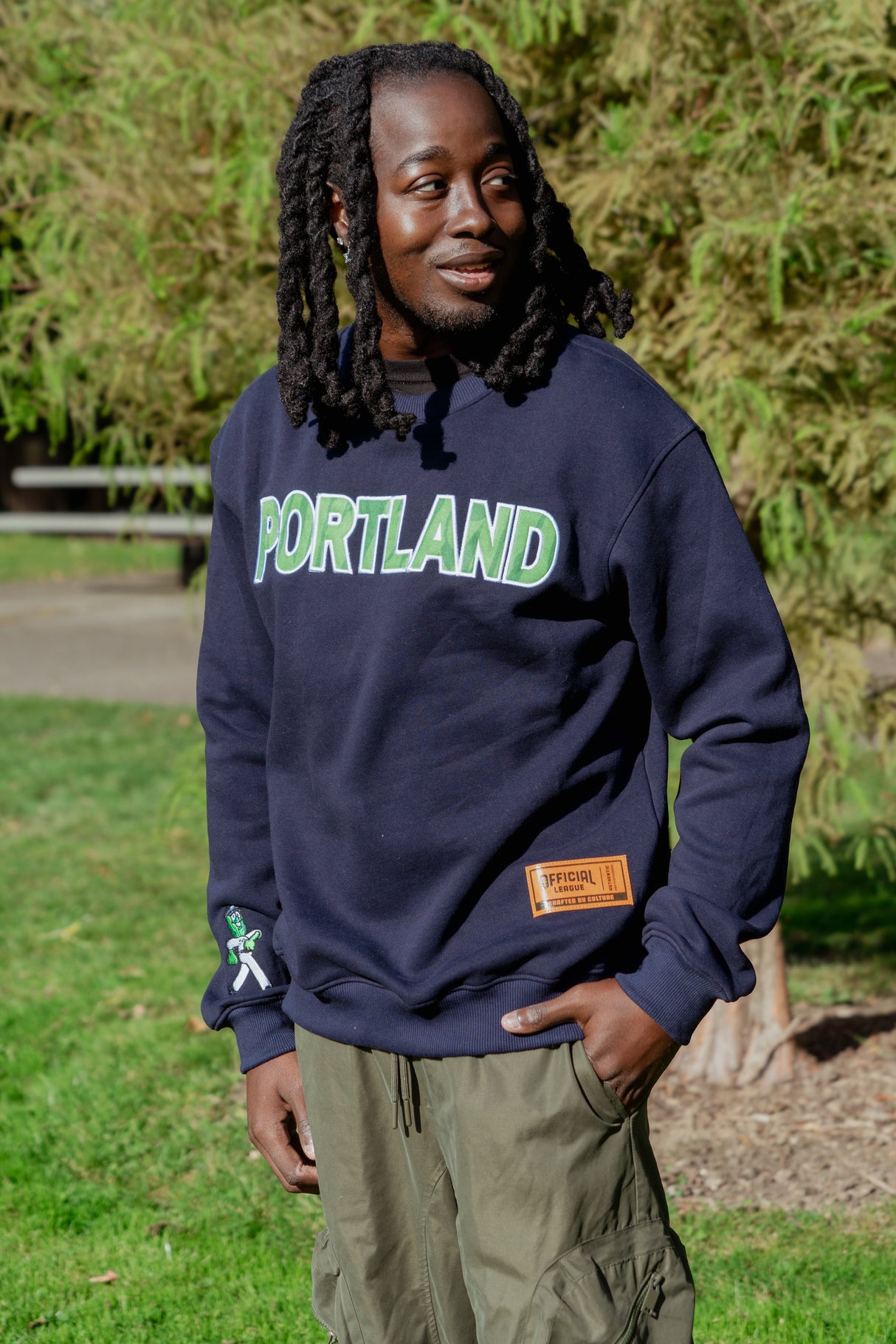 Official League x Portland Pickles Embroidered Block Pickle Crewneck