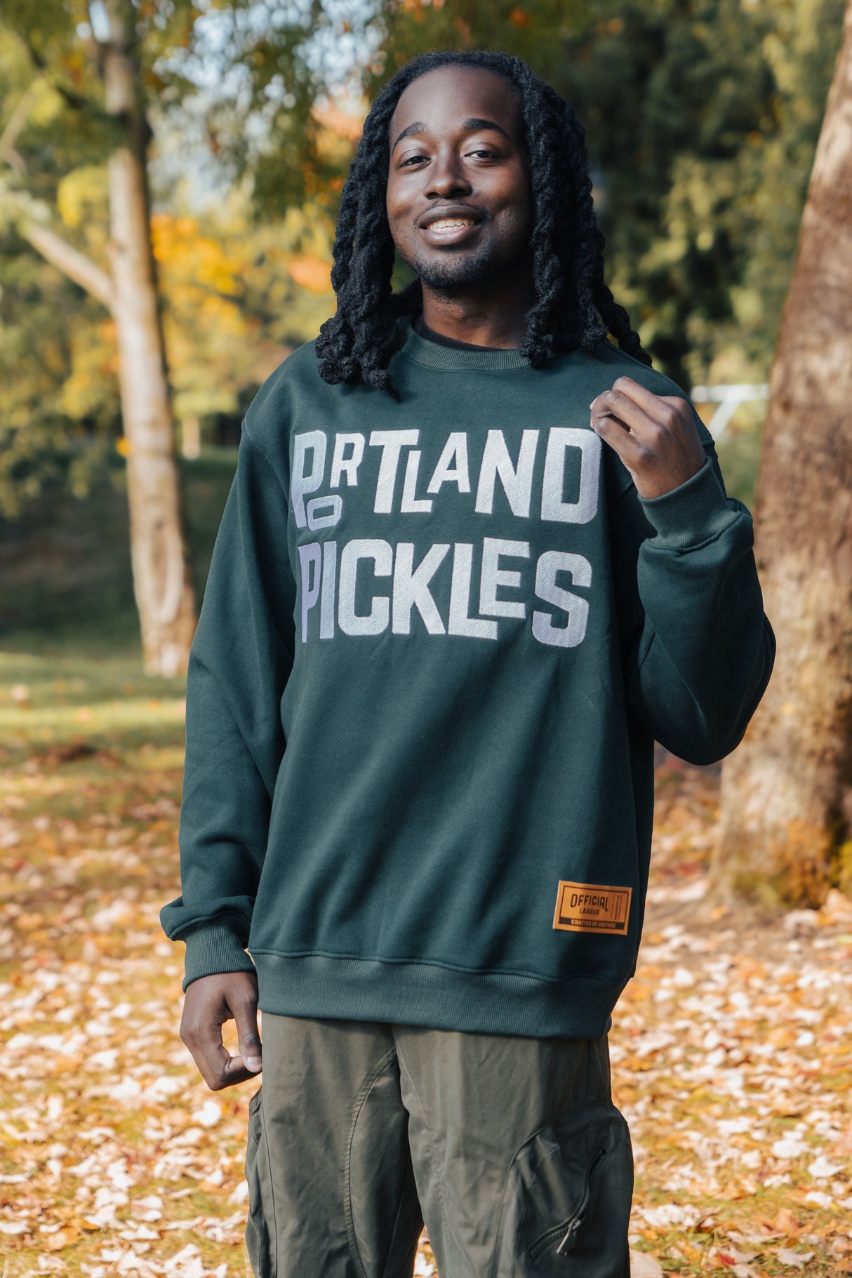 Official League x Portland Pickles Funky Front Green Crewneck