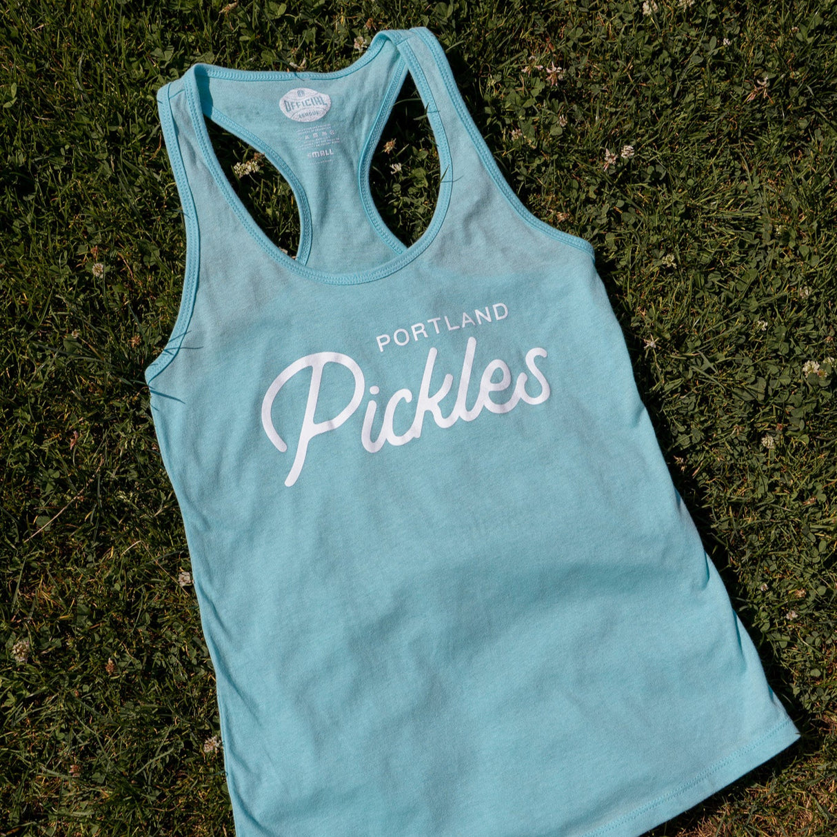 Official League x Portland Pickles Script Light Blue Cancun tank