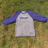 Official League x Portland Pickles Two Tone Grey with Navy 3/4 Sleeves Baseball Tee