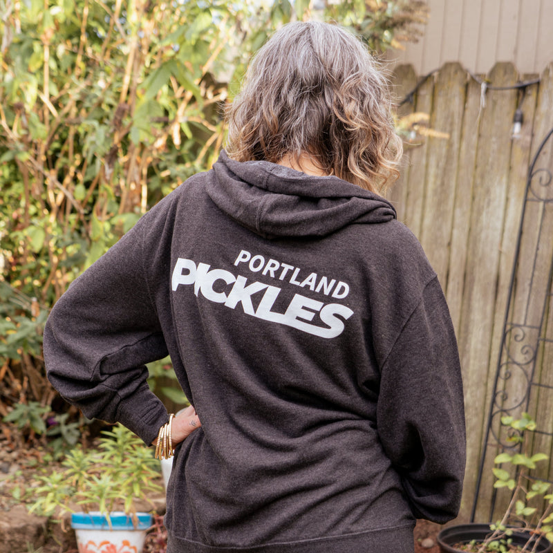 Official League X Portland Pickles Charcoal Heather Zip Up  Hoodie