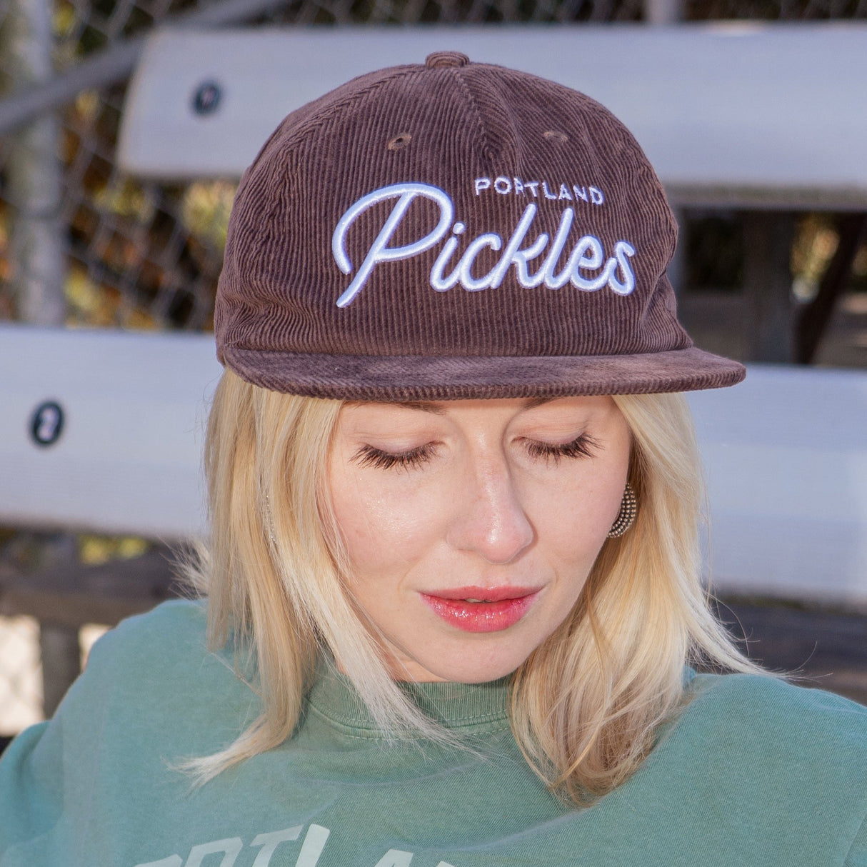 Official League x Portland Pickles Brown Corduroy Script Ha