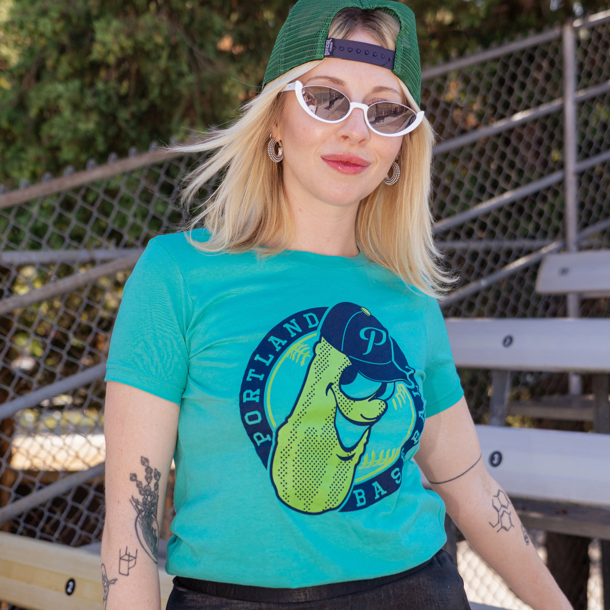 Portland Pickles Two-Tone Teal Badge T-Shirt Youth