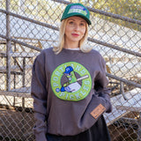Official League x Portland Pickles Batting Dillon Grey Embroidered Crewneck