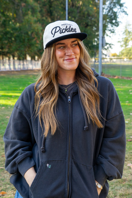 Pickles Script Cord Hat - White