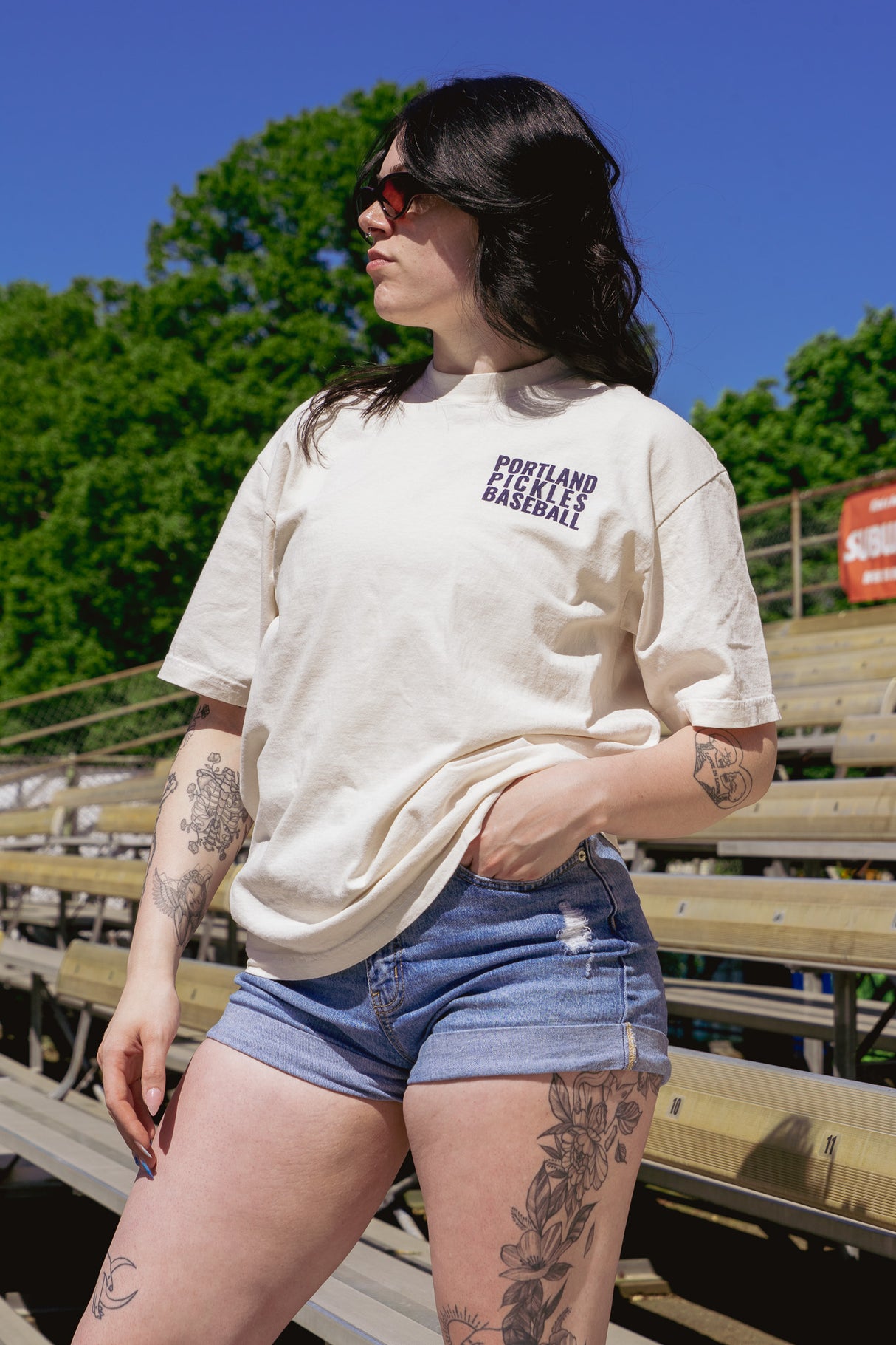 Portland Pickles Block Text Tee - Cream