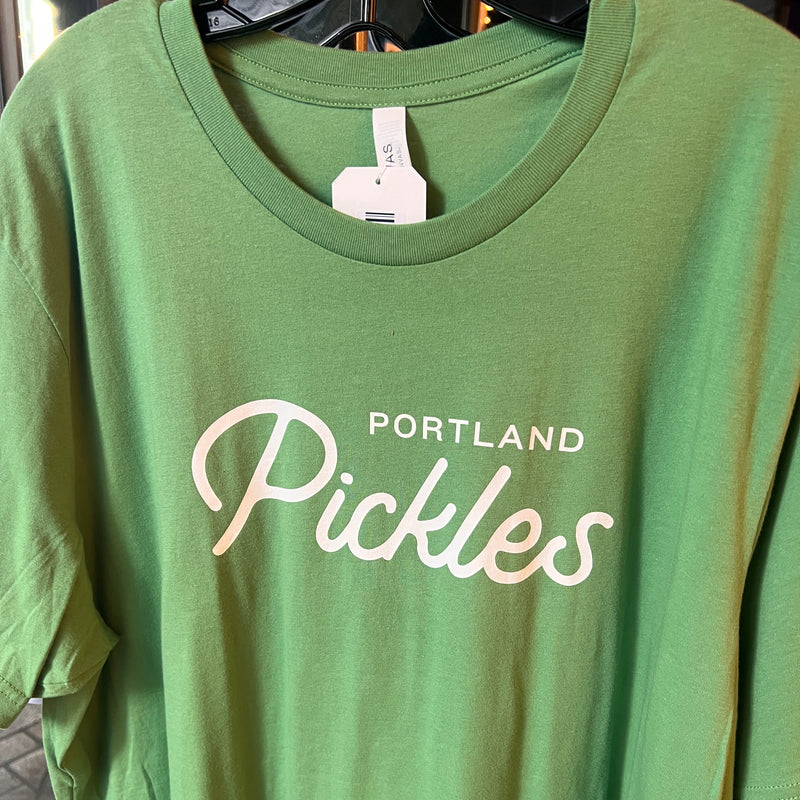 Script Green T shirt - Portland Pickles Baseball