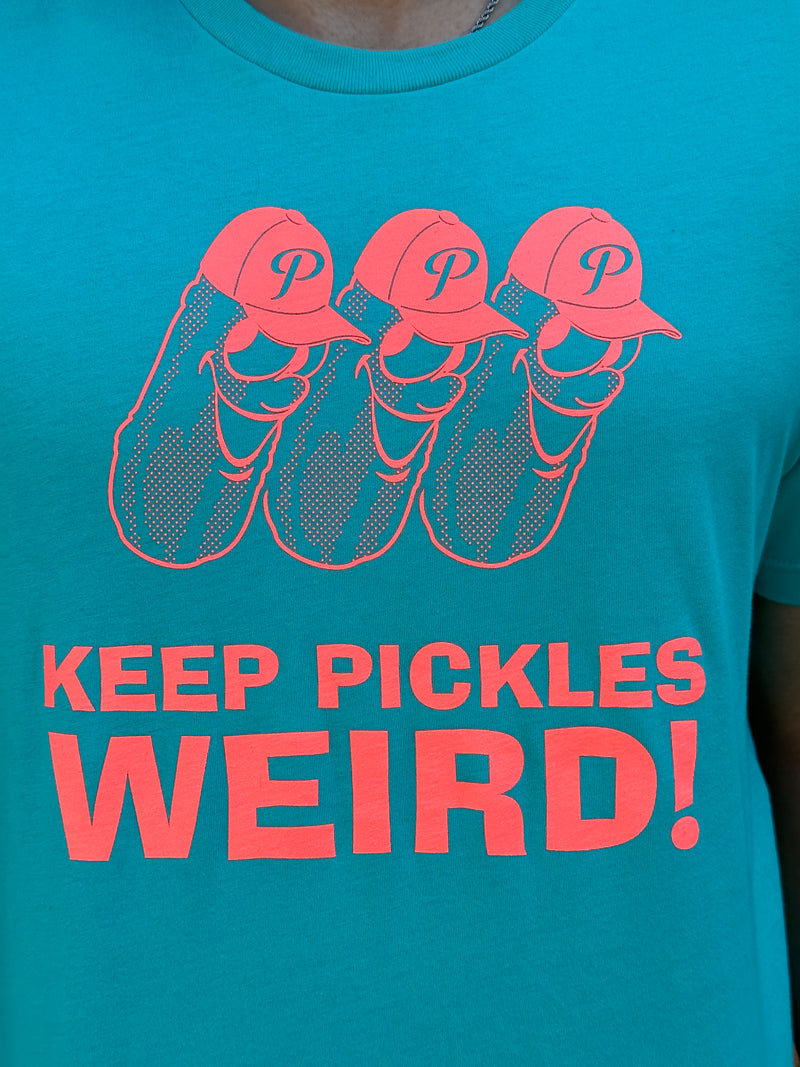 Keep Pickles Weird Teal T-Shirt - Portland Pickles Baseball