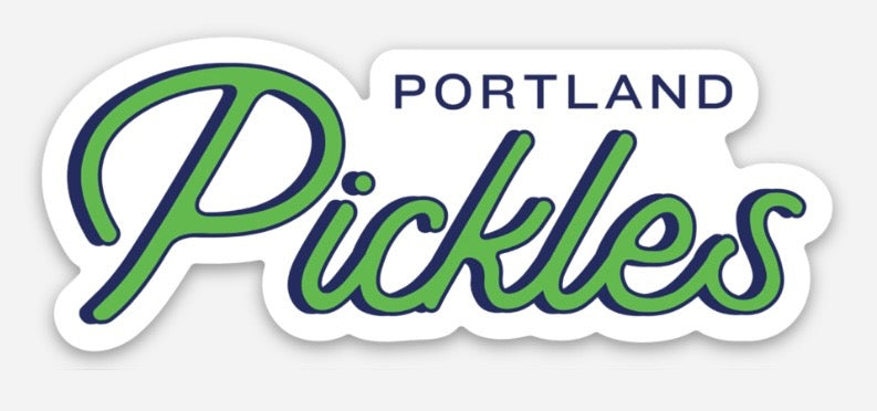 Pickles Script Sticker - Portland Pickles Baseball