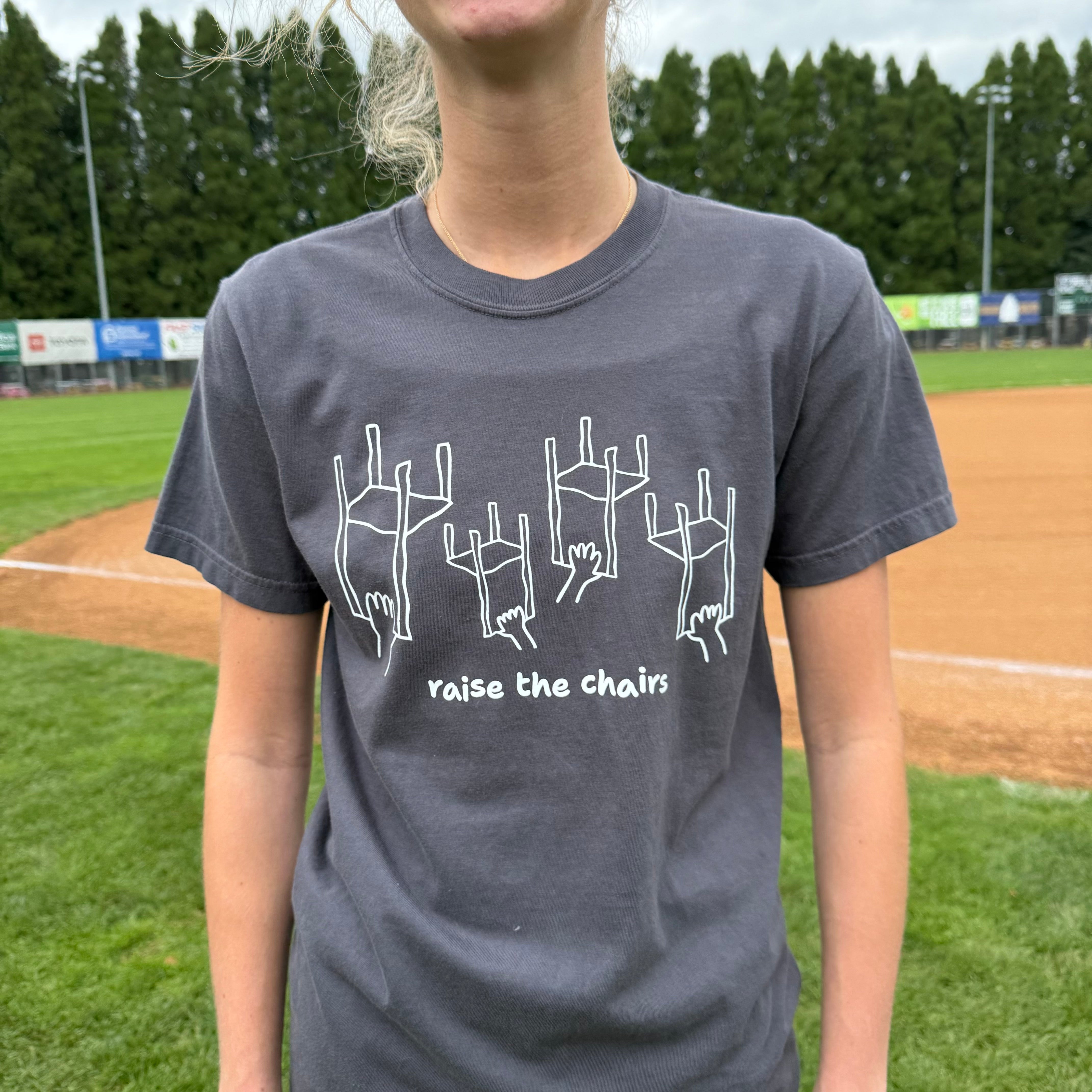 Official League x Portland Pickles Raise The Chairs Dark Grey T