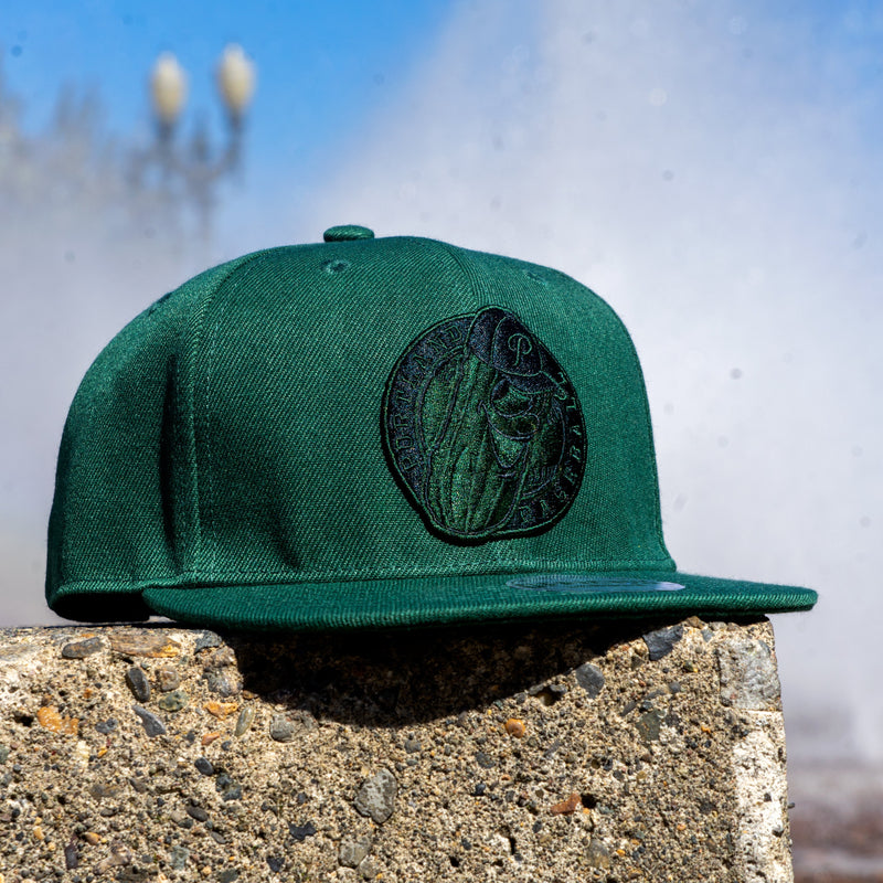 Official League  Blackout Badge Green Snapback (Ross Hat #3) - Portland Pickles Baseball