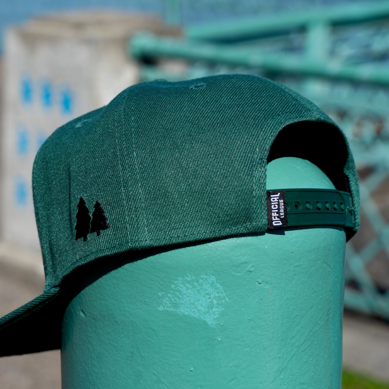 Official League  Blackout Badge Green Snapback (Ross Hat #3) - Portland Pickles Baseball