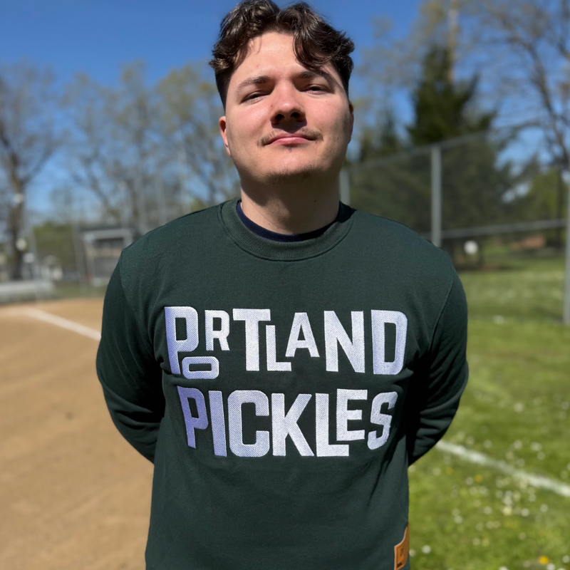 Official League x Portland Pickles Funky Front Green Crewneck