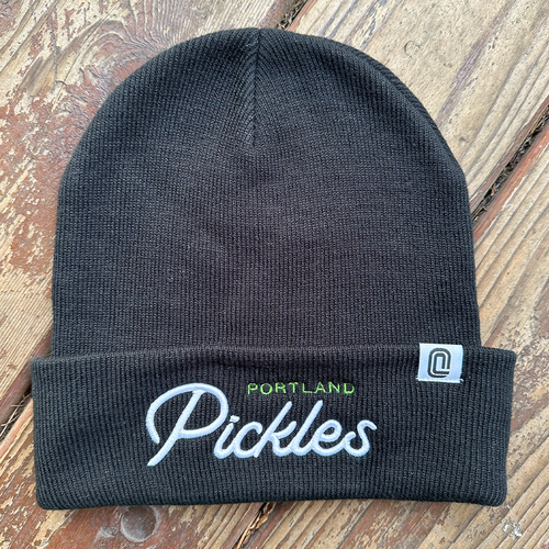 Official League Portland Pickles Script Black Beanie - Portland Pickles Baseball