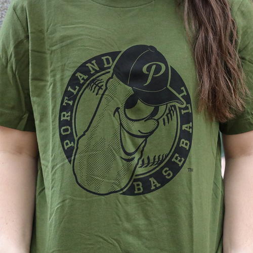 Dillon Badge Green T-Shirt - Portland Pickles Baseball