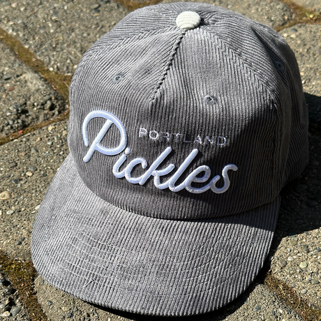 Official League x Pickles Script Corduroy Hat Grey - Portland Pickles Baseball