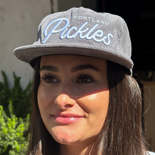 Official League x Pickles Script Corduroy Hat Grey - Portland Pickles Baseball