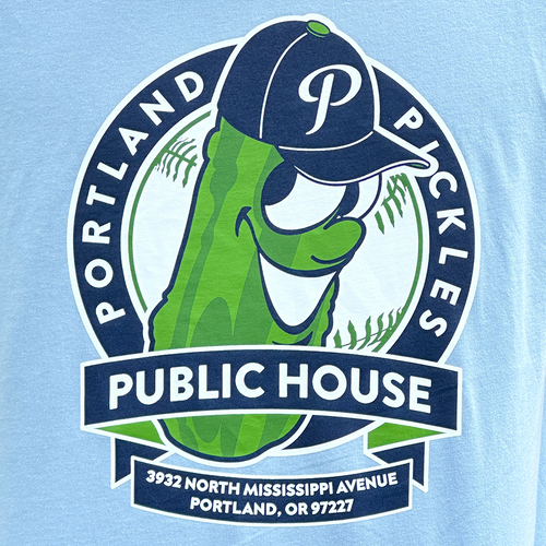 Portland Pickles Public House T-Shirt (Light Blue) - Portland Pickles Baseball