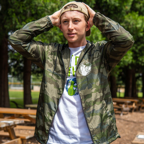 Camo Windbreaker with Dillon Badge Logo - Portland Pickles Baseball