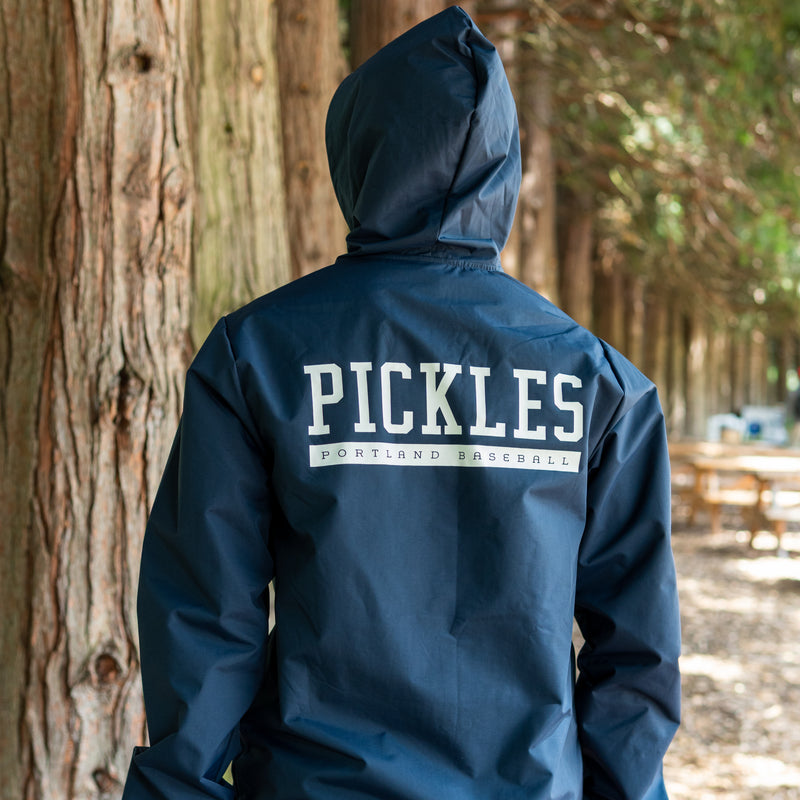Pickles Pennant Navy Rain Jacket - Portland Pickles Baseball