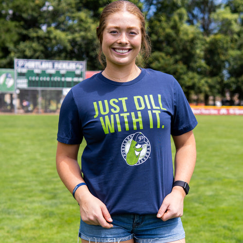 Just Dill With It Navy T-Shirt - Portland Pickles Baseball