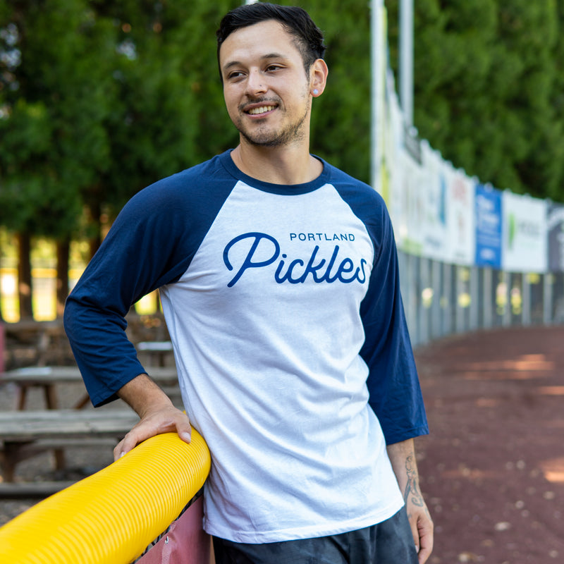 Pickles Script Baseball Shirt - Portland Pickles Baseball