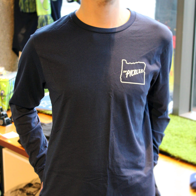 Long Sleeve World Famous Navy T-Shirt - Portland Pickles Baseball