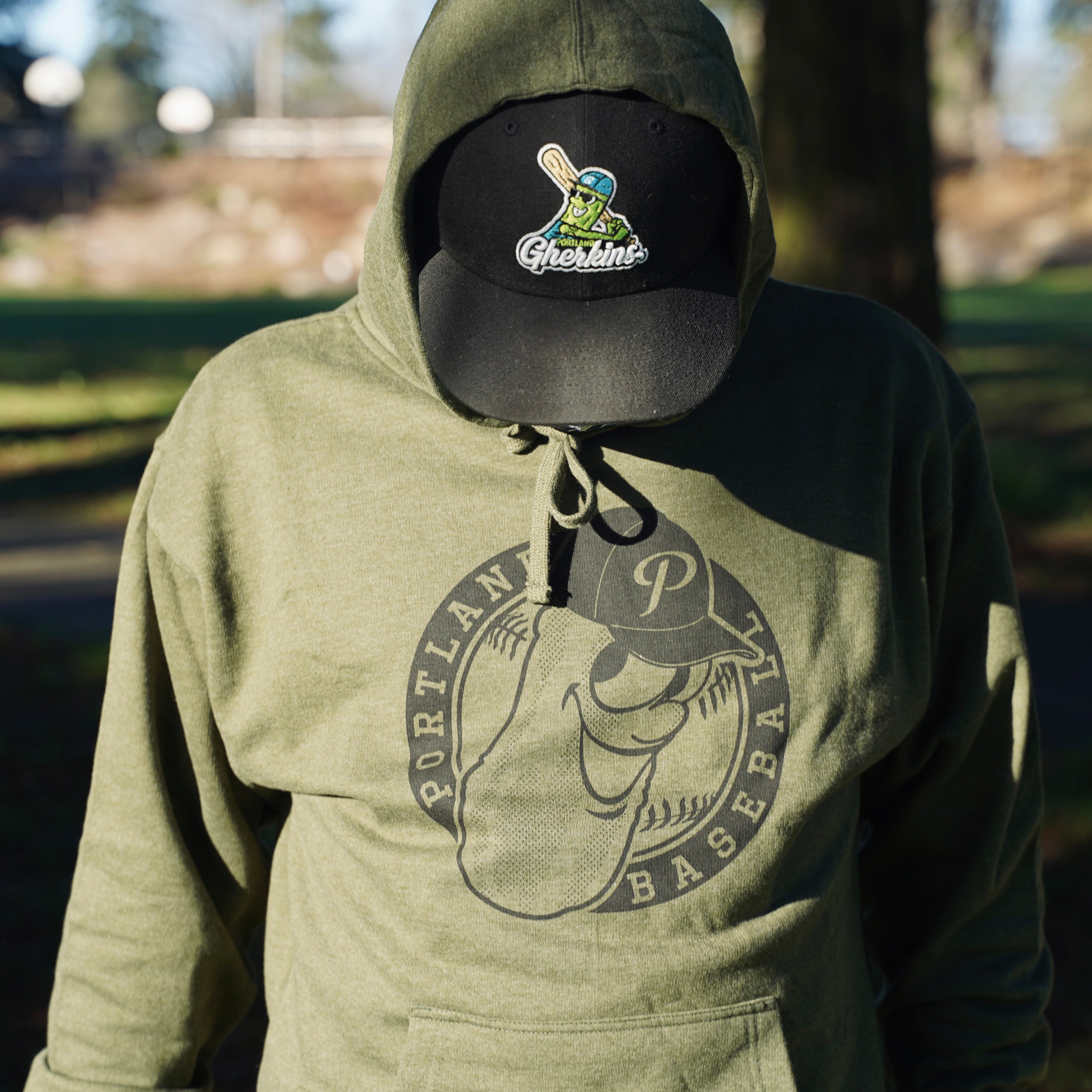Green Hooded Sweatshirt with Low Profile Badge Logo – Portland