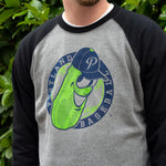 Two Tone Badge Raglan Crew Nickel/Black - Portland Pickles Baseball