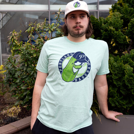 Two Tone Badge Heather Prism Mint T-shirt - Portland Pickles Baseball