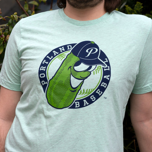 Two Tone Badge Heather Prism Mint T-shirt - Portland Pickles Baseball