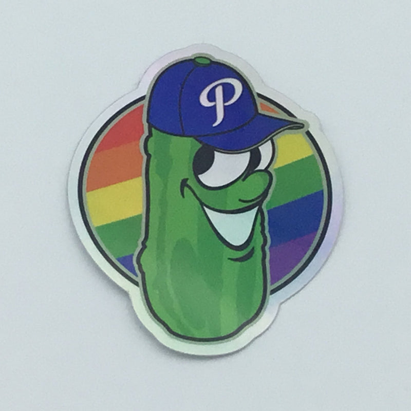 Portland Pickles Pride Holographic Badge Sticker - Portland Pickles Baseball