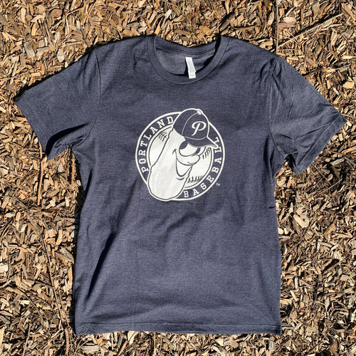 Dillon Badge Heather Blue T-Shirt - Portland Pickles Baseball