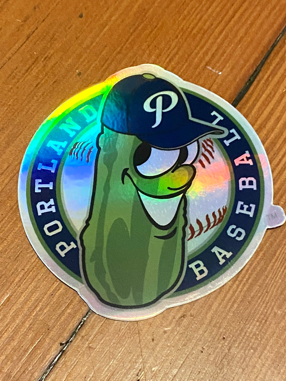 Portland Pickles Holographic Badge Sticker - Portland Pickles Baseball