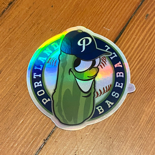 Portland Pickles Holographic Badge Sticker - Portland Pickles Baseball