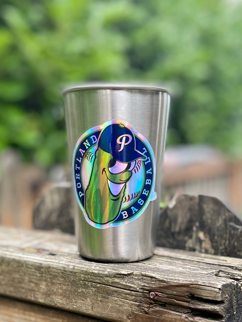 Portland Pickles Holographic Badge Sticker - Portland Pickles Baseball