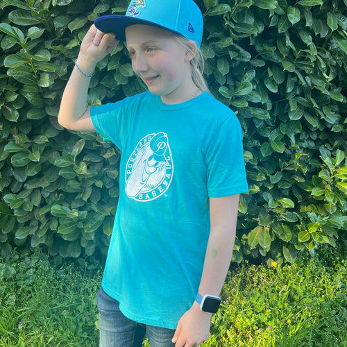 Tahiti Blue Youth Badge T-Shirt - Portland Pickles Baseball