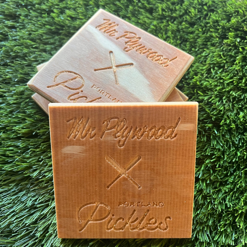 Portland Pickles x Mr. Plywood Custom Coasters - Portland Pickles Baseball