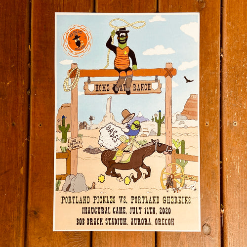 Wild Wild West League Poster- Week 1 - Portland Pickles Baseball