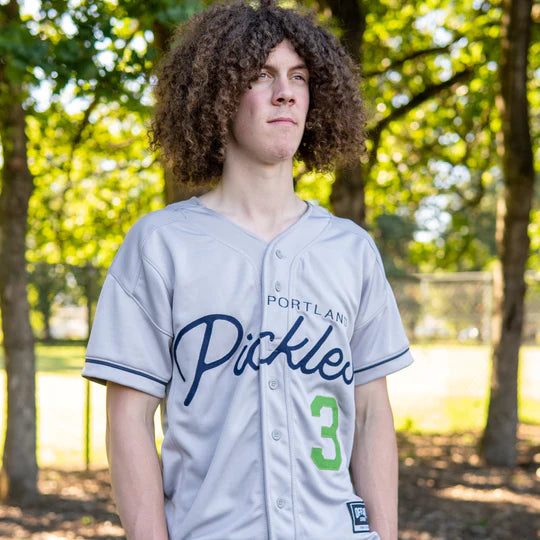 Official League 2022 Game Worn Pickles Grey Jersey - Portland Pickles Baseball